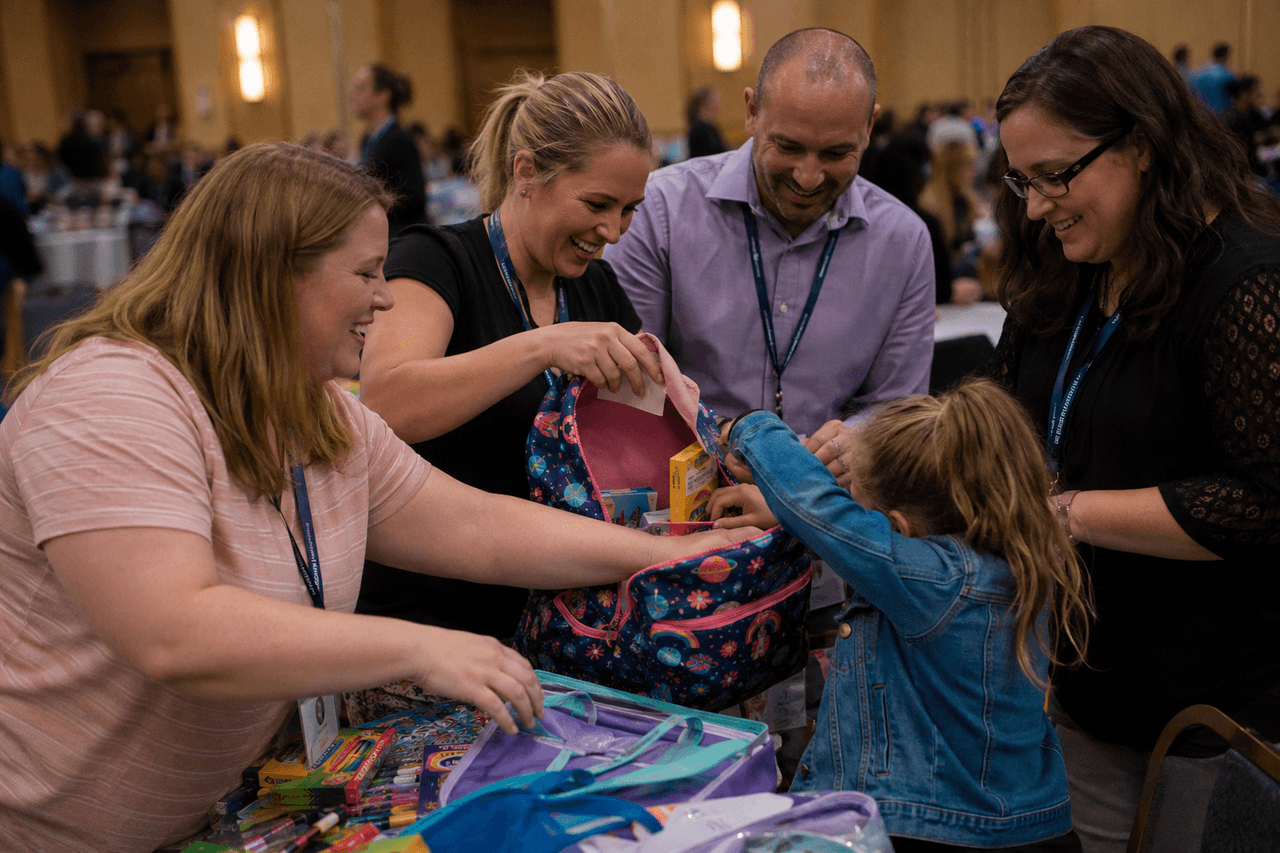Teams assembling resilience kits during the Surthrival mission
